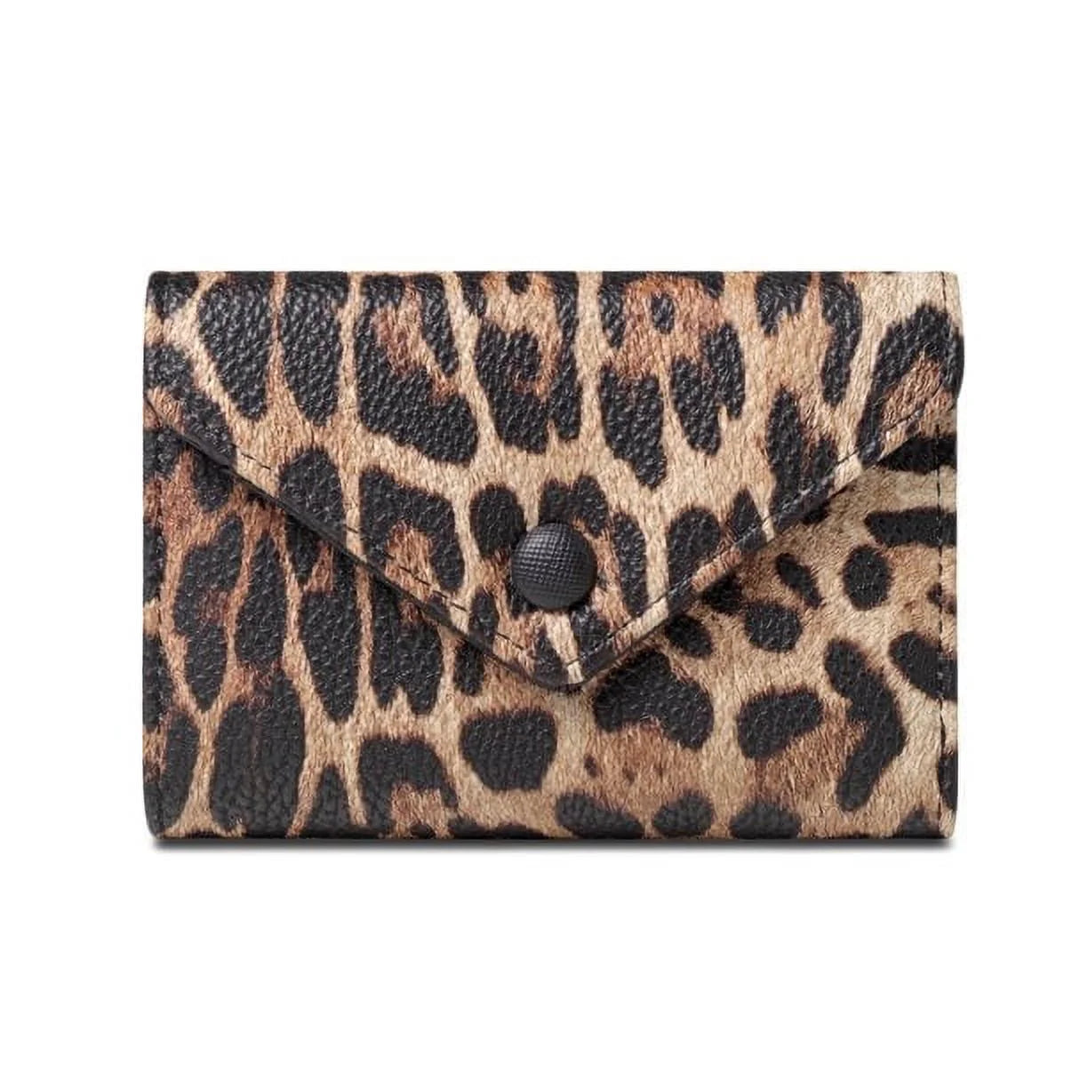 Trifold RFID Blocking Wallet - PU Vegan Leather Multi Card Holder Organizer Small - LEOPARD