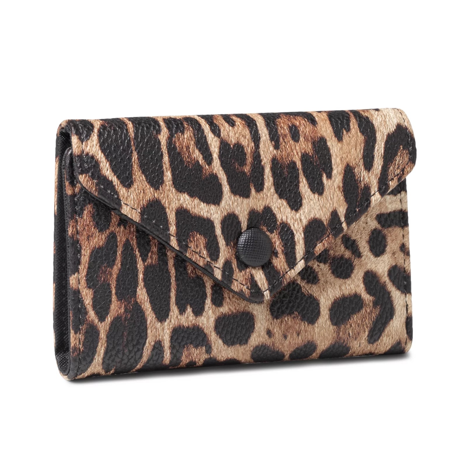 Trifold RFID Blocking Wallet - PU Vegan Leather Multi Card Holder Organizer Small - LEOPARD