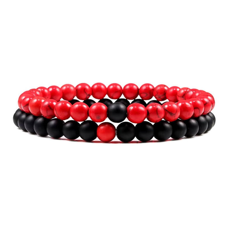 Hot 2Pcs/Set 7 Style Couples Distance Bracelet Classic Natural Stone White and Black Yin Yang Yoga Beaded Bracelet for Men Women