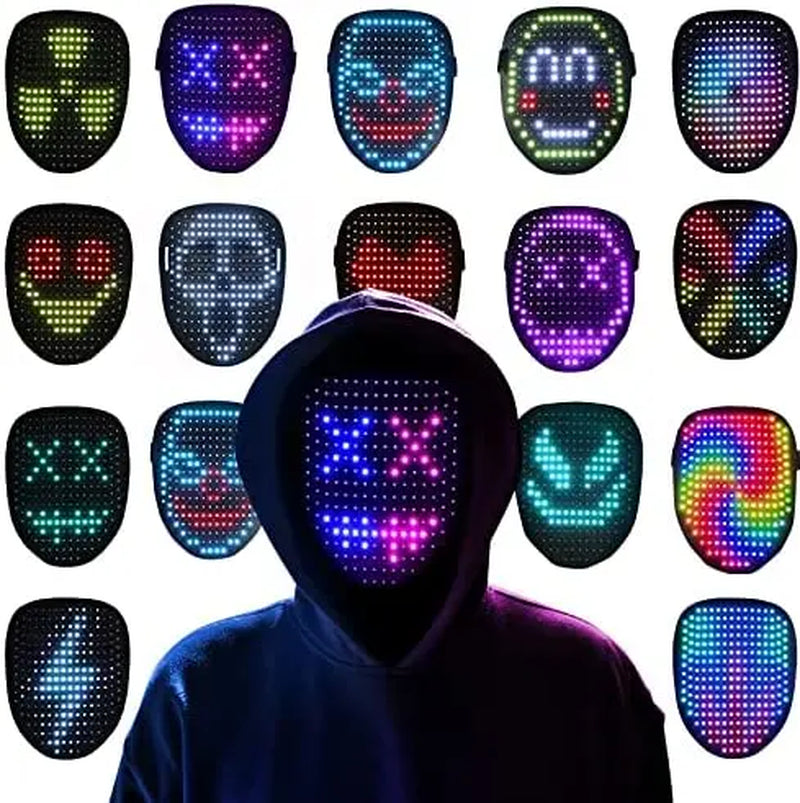 New Halloween LED Mask Gesture Light Mask Face-Changing Induction Party Performance Atmosphere Props